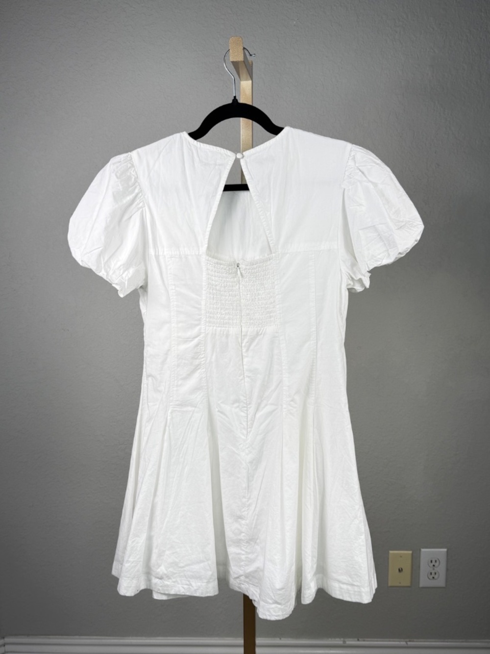 Maeve Anthropologie White Puff Sleeve Mini Dress Fit & Flare Cotton NWT SZ SM - Picture 4 of 9